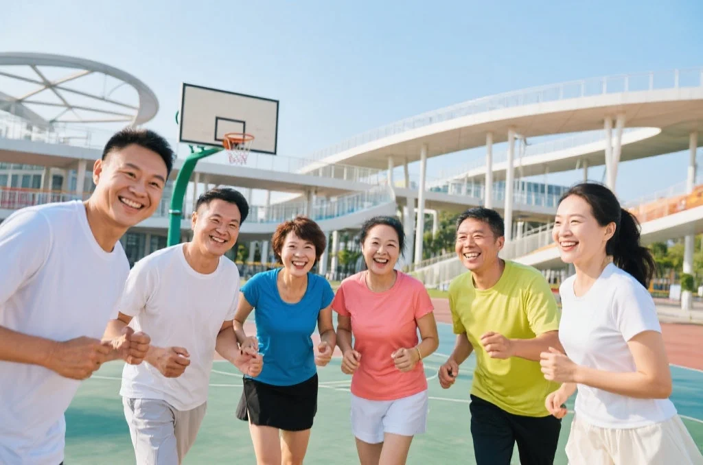 社区居民参与体育活动，展现公益力量