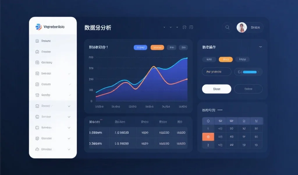 数据分析界面截图，显示有折线图、数字分布表和简洁的操作按钮，界面现代且易于理解